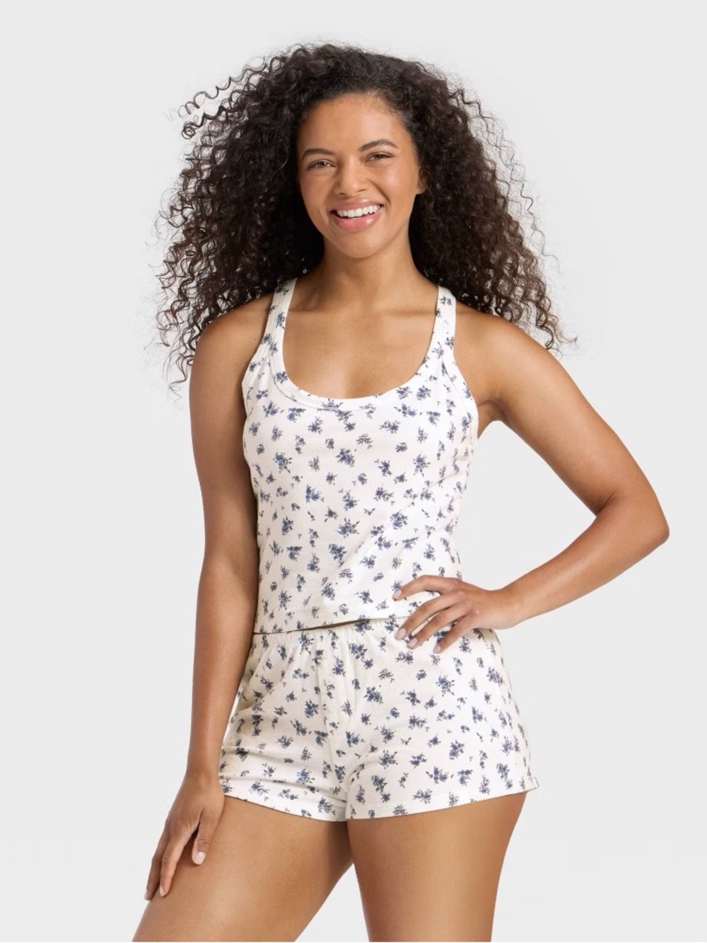 Wild Fable PJ set white & blue floral